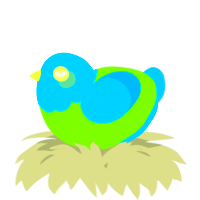 A grass and sky chicken with a head pattern