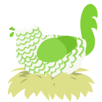 A white and grass chicken with a lace pattern