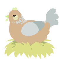A beige and silver chicken with a neck-speckle pattern