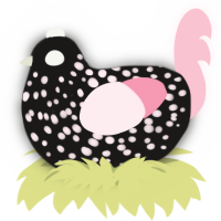 A sable and rose chicken with a speckle pattern