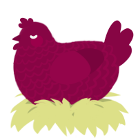 A maroon chicken with a lace pattern