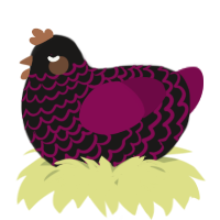 A sable and wine chicken with a lace pattern