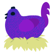A indigo and violet chicken with a double-lace pattern