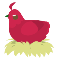 A crimson chicken with a head pattern