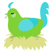 A grass and aqua chicken