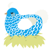 A sky and white chicken with a lace pattern