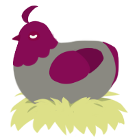 A ash and wine chicken with a head pattern