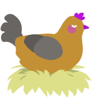 Humungousaur, a gold and grey chicken