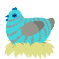 A aqua and ash chicken with a bar pattern