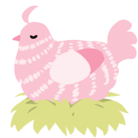 A rose chicken with a bar pattern