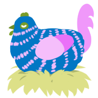 A sapphire and lavender chicken with a bar pattern