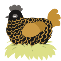 A sable and gold chicken with a lace pattern