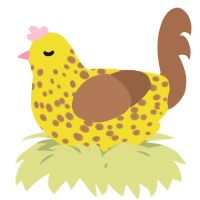 A yellow and brown chicken with a speckle pattern
