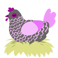 A grey and lavender chicken with a lace pattern