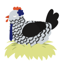 Floor, a mist and sable chicken with a lace pattern