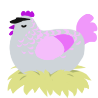 MLA Format, a mist and lavender chicken with a half-lace pattern