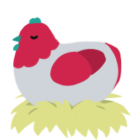 snowcone, a mist and crimson chicken with a head pattern