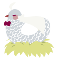 A mist and white chicken with a lace pattern