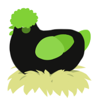 A black and grass chicken