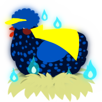A tumblr and ultramarine chicken with a speckle pattern