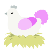 A white and lavender chicken