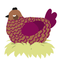 A brown and wine chicken with a lace pattern