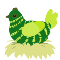 Broccoli, a leaf and lime chicken with a bar pattern