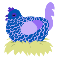 A ultramarine and lilac chicken with a lace pattern