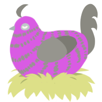 Laffy, a orchid and ash chicken with a bar pattern