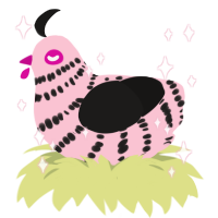 A rose and sable chicken with a bar pattern