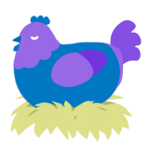 A sapphire and blurple chicken with a head pattern