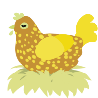 A gold and yellow chicken with a speckle pattern