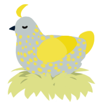 A silver and yellow chicken with a speckle pattern