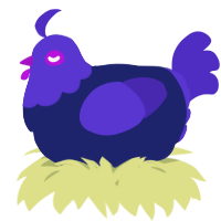 A navy and indigo chicken with a head pattern