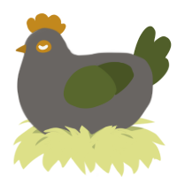 A grey and olive chicken