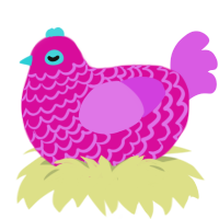 Strawberry Drink, a fuchsia and orchid chicken with a lace pattern