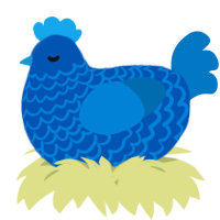 A ultramarine and sapphire chicken with a lace pattern