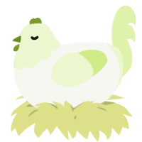 A white and apple chicken with a head pattern
