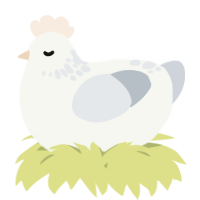 A white and mist chicken with a neck-speckle pattern