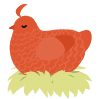 A vermilion chicken with a lace pattern