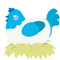 A white and cerulean chicken with a head pattern