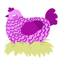A lavender and plum chicken with a lace pattern