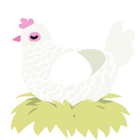 A white chicken with a lace pattern