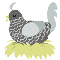 A grey and silver chicken with a lace pattern