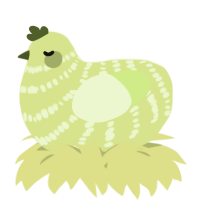 A lemon and apple chicken with a bar pattern