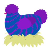 A ultramarine and violet chicken with a bar pattern