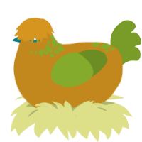 Polypore, a ochre and chartreuse chicken with a neck-speckle pattern