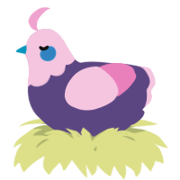 A overcast and pink chicken with a head pattern