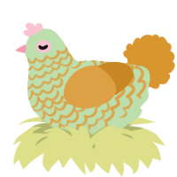 A gluppy and orange chicken with a lace pattern
