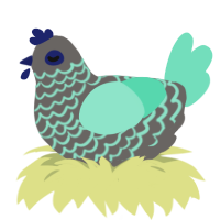 A grey and mint chicken with a lace pattern